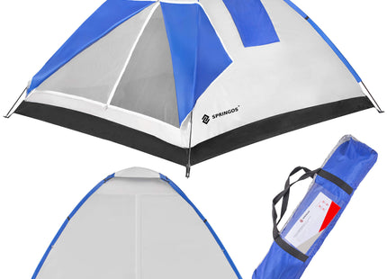 Koepeltent | Toeristentent | Kampeertent | Tent | Waterdicht | 4 Persoons | Grijs / Zwart / Blauw | 240 x 210 x 150 cm
