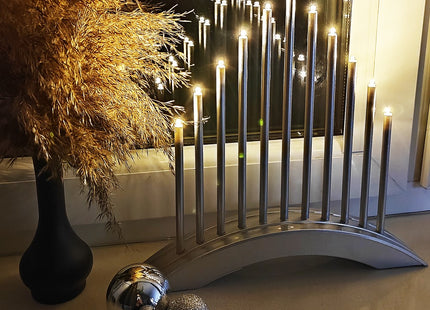 LED Kaarsenbrug | Batterijen | Zilver | Warm Wit