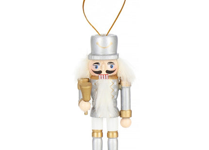 Notenkraker Kerst | Houten Soldaat | Kerstversiering | 3 Stuks | Zilver/Wit/Goud | 8 cm