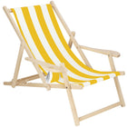 Ligbed | Strandstoel | Ligstoel | Verstelbaar | Armleuningen | Beukenhout | Handgemaakt | Geel/Wit