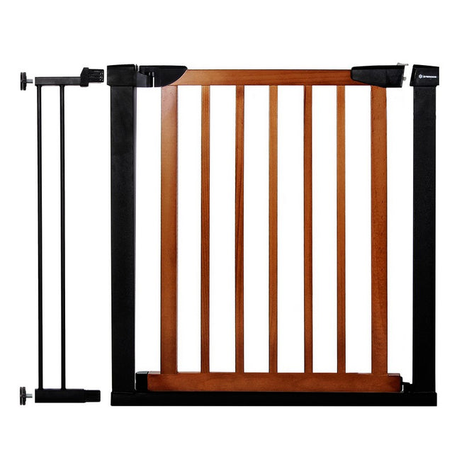 Traphekje | 90 - 96 cm | Traphek | Veiligheidshekje | Metaal | Hout | Zwart/Bruin