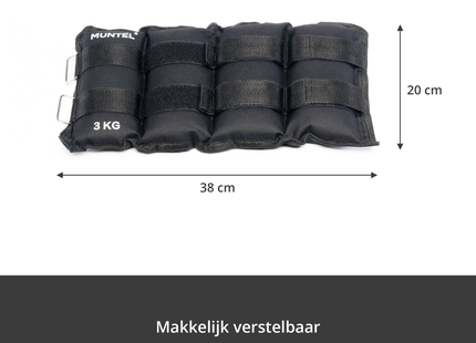 Enkelgewichten en Polsgewichten - Gewichten - Universeel - 2 x 3 KG - Zwart