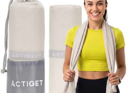 Strandlaken | Badlaken | Sneldrogend | Strandhanddoek | Microvezel | 180 x 100 cm | Beige