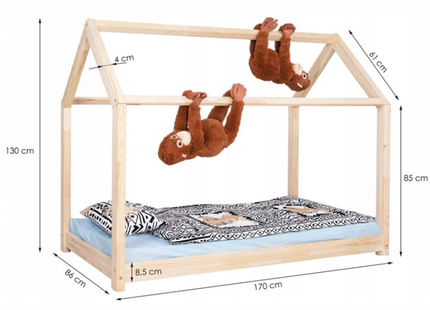 Kinderbed | Huisbed | Peuterbed | 86 x 170 cm | Naturel