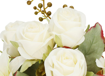 Kunstbloemen - Sierboeket - Decoratief - 9 Rozen - Decoratief - 37 cm