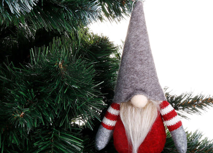 Kerstkabouter - Kerstdwerg - Kersthanger - Kerstversiering  - Grijs - 20 cm