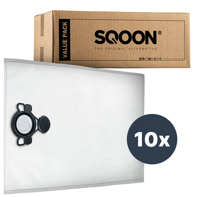 SQOON® Stofzuigerzakken PRO Geschikt voor Nilfisk Attix 33 / 44, VHS 40 / 42 & Makita VC4210 - 10 Stuks