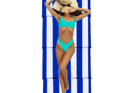 Strandmatras - Opvouwbaar - Kussen - Strepen - 175 X 50 CM - Marineblauw