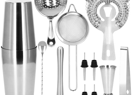 Cocktail Set | 14-Delige Cocktail Shaker Set | RVS | Zilverkleurig