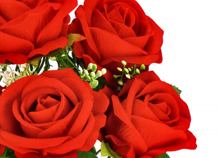 Kunstboeket - Sierboeket - Decoratief - Rozen - Decoratief - Rood - 7 Stuks - 37 cm