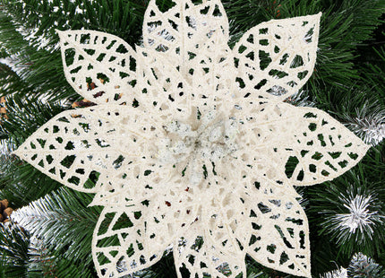 Kerstboomhanger | Met Clip | Ster van Bethlehem | Wit Glitter | 13 Cm
