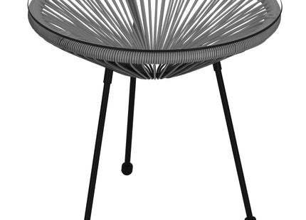 Tuintafel - Draad - Rotan - Zwart - Grijs - Rond - Glas - 50 Cm