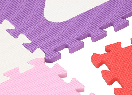 Speelmat | Speelmat Foam | Puzzelmat | 36 Stukken | Letters & Cijfers | 175 x 175 cm | Roze/Rood/Paars/Wit