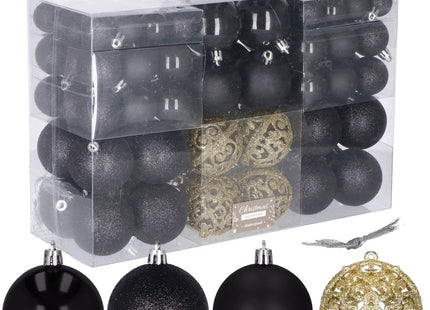 Kerstballen | 100 Stuks | Zwart Tinten/Goud