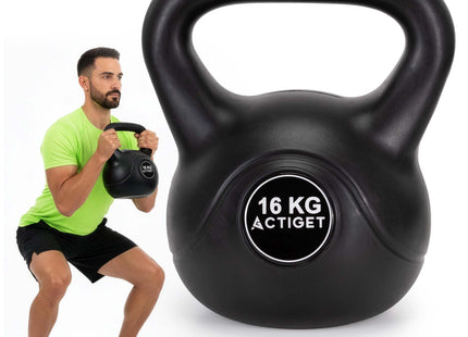 Actiget® Kettlebell | Ergonomische Handgreep | Zwart | 16 kg