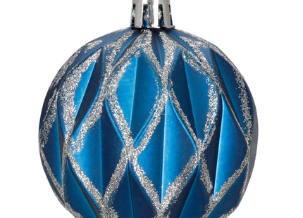 Kerstballen | 6 Stuks | 12 cm | Blauw/Zilver