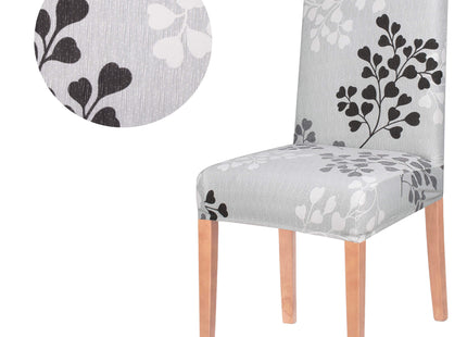 Stoelhoes - Voor Eetkamerstoelen - Met Stretch - Bladeren - Grijs