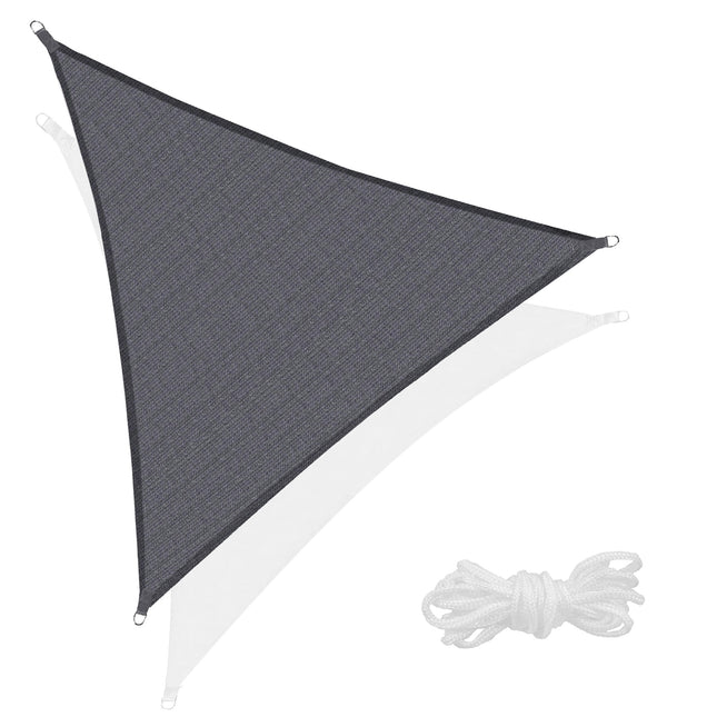 Schaduwdoek | Zonnezeil | Driehoek 3 x 3 x 3 m | 90% Schaduw | Donker Grijs