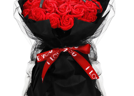 Kunstboeket - Sierboeket - Decoratief - Zeep Rozen - Decoratief - Valentijnsdag - Rood - 32 Stuks - 35 cm