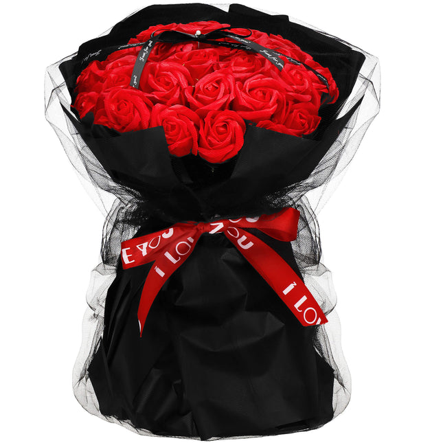 Kunstboeket - Sierboeket - Decoratief - Zeep Rozen - Decoratief - Valentijnsdag - Rood - 32 Stuks - 35 cm