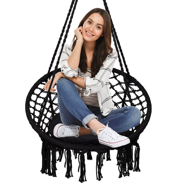 Hangstoel | Binnen & Buiten | Belastbaar tot 150 kg | 120 x 79 cm | Inclusief Kussen | Zwart