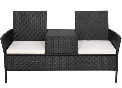 Tuinset - Stoelen - Bank - Tafel - Rotan - Zwart - 3 in 1