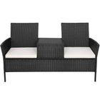 Tuinset - Stoelen - Bank - Tafel - Rotan - Zwart - 3 in 1