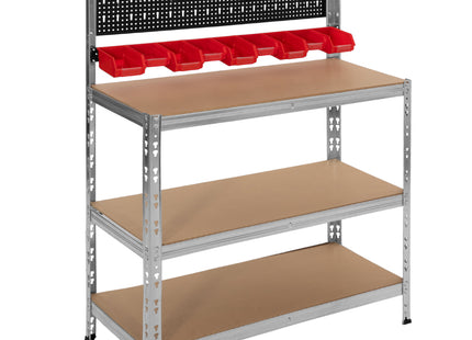 Werkbank| Garage | Werkblad | 136x40x100 cm | Staal | 620 Kg |  Zilver/Bruin