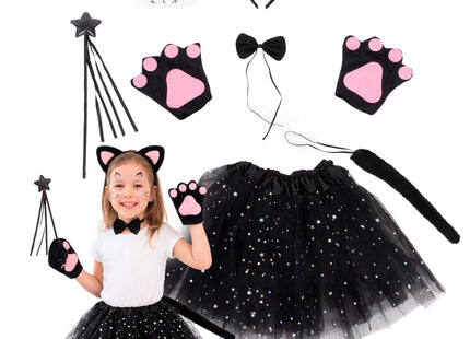 Kattenkostuum voor meisjes - Halloween -  7-delig - verkleedkostuum - kittenkostuum