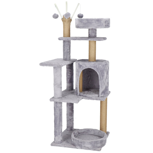 Krabpaal - 5 Etages - Voor Katten - Toren - Meubelbescherming - 45 x 45 x 127 cm - Grijs