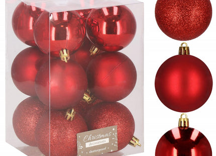 Kerstballen | 12 Stuks | 6 cm | Rood