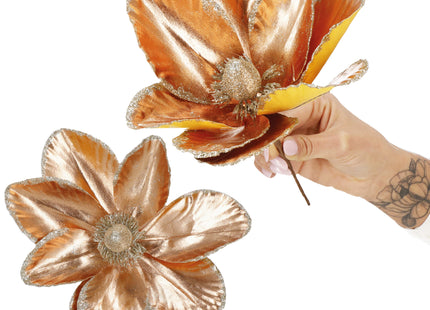Kunstbloem - Magnolia  Kunststof -Goud- Glitters