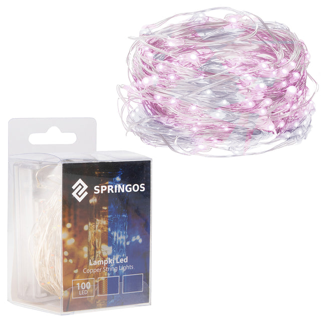 Kerstboomverlichting - 100 LED - Microdraden - 9.9 M - Koel Wit/ Roze