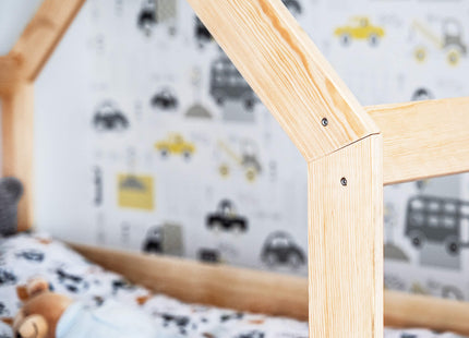 Kinderbed - Bed - Veiligheid - Uitvalbescherming - Hout - Lichtbruin - 160 x 80cm