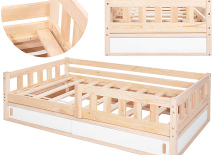 Kinderbed  - Veiligheid - Kasten - Hout - Lichtbruin - 160 x 80cm
