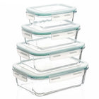 Vershoudbakjes - Vershoudscontainers - Voedselopbergcontainers - 4 stuks - Glas - Transparant