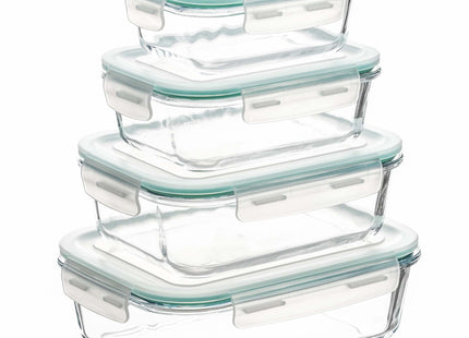 Vershoudbakjes - Vershoudscontainers - Voedselopbergcontainers - 4 stuks - Glas - Transparant