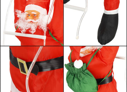Kerstman | Klimmende Kerstman | Kerstman Op Ladder | 90 cm | 100 LED