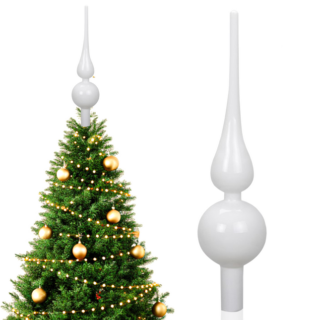 Kerstboom Piek | Glas | 24,5 cm | Glanzend | Wit