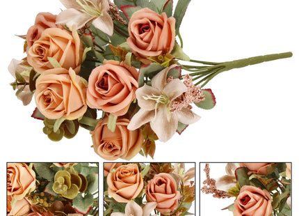Kunstboeket - Sierboeket - Decoratief - 9 Rozen - Decoratief - 37 cm