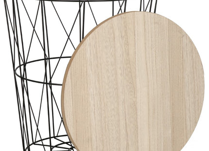 Salontafel | Salontafel Rond | Bijzettafel | 1 Stuk | 40 cm | Zwart/Hout