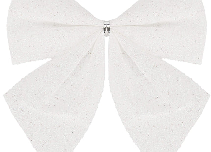 Kerstboomhanger | Strik | Wit | Glitter | 3 Stuks | 11 Cm