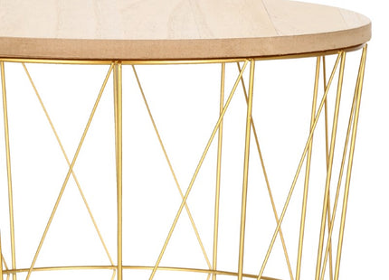 Salontafel | Salontafel Rond | Bijzettafel | 1 Stuk | 35 cm | Goud/Hout
