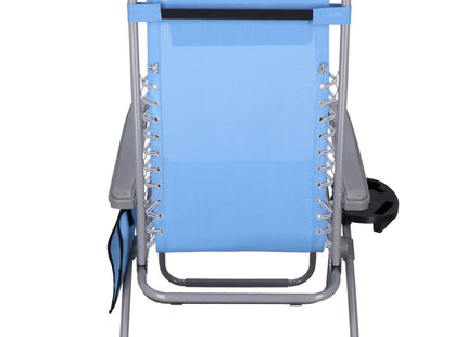 Tuinstoel | Ligstoel | Opvouwbaar | Verstelbaar | Ergonomische Hoofdsteun | Blauw