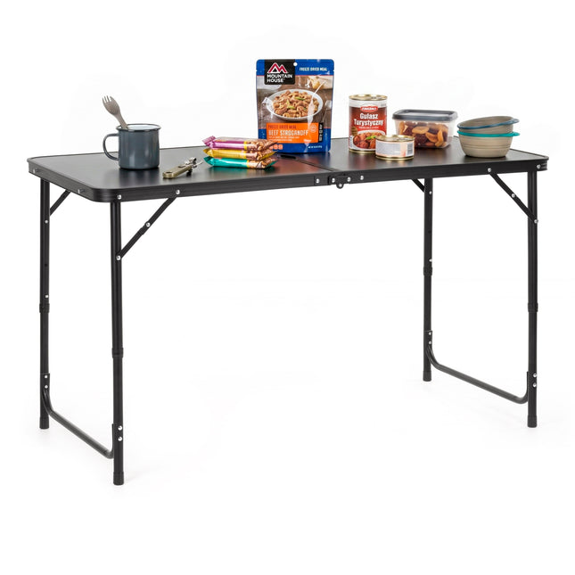 Campingtafel - Vouwtafel - Inklapbaar - Opvouwbaar - 120 x 60 x 55 cm - Zwart/Grijs