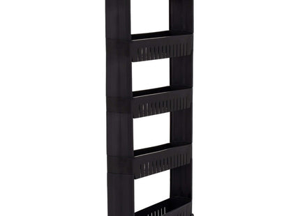 Keukentrolley | Keukentrolley Op Wieltjes | Badkamer Trolley | Opbergrek | 5 Niveaus | 131.5 x 54 x 12.5 cm | Zwart