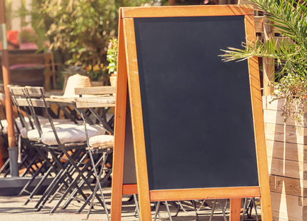 Krijtstoepbord - Krijtbord - Dubbelzijdig - Horeca - Reclame - Buiten - Zwart - Bruin