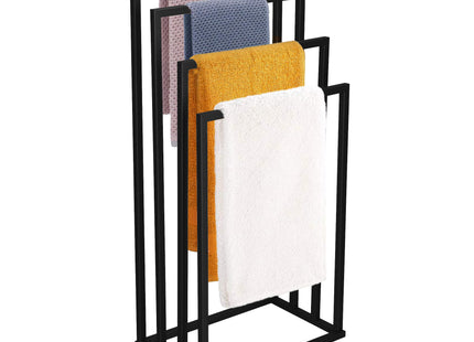 Handdoekrek - Badkamer - Handdoekstang - Handdoekhouder - Vier Armen - Metaal- Zwart