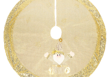 Kerstboomrok - Kerstboomkleed - Onderlegger - Kerstman - Goud - 106 cm