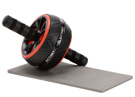 Buikspierwiel | AB Wheel | Buikspierroller | Inclusief Kniemat | Extra Breed | Zwart/Rood